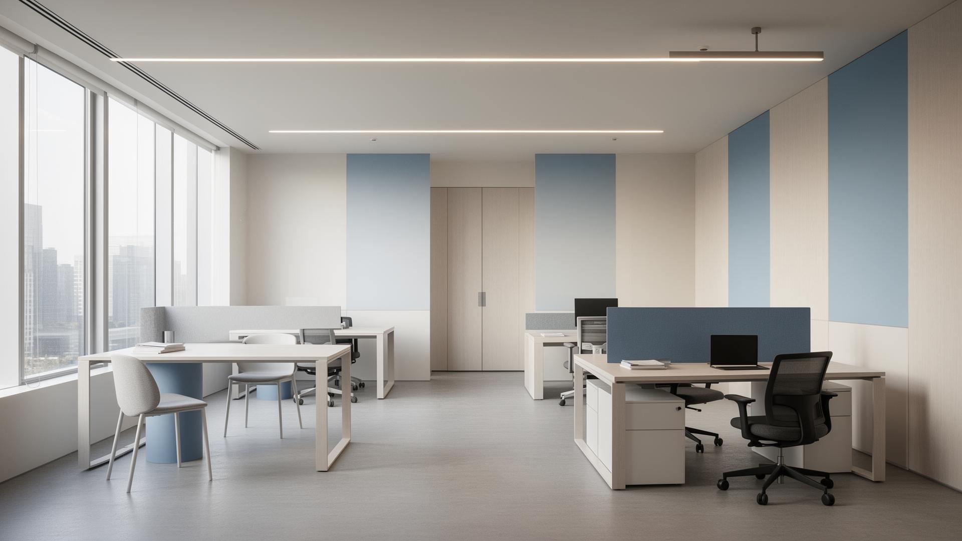 Oficina moderna con luz arquitectónica
