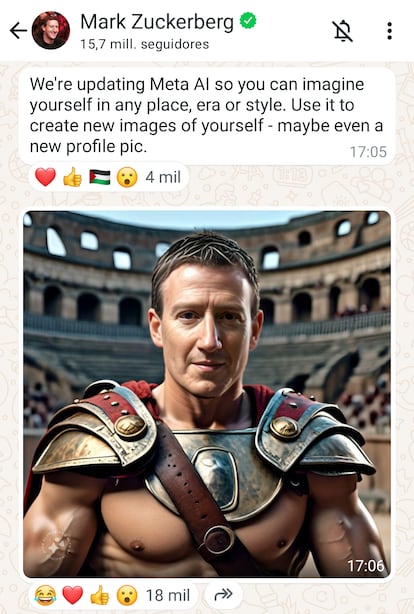 Mark Zuckerberg se disfraza de gladiador romano para presentar su nueva herramienta de IA.