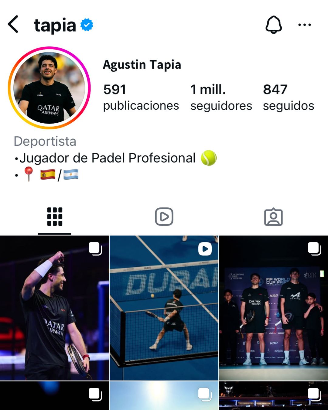 Agustín Tapia logró un millón de seguidores en Instagram