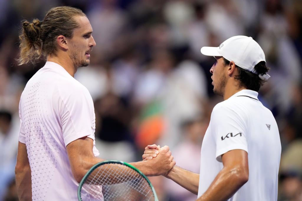 Alexander Zverev y Luciano Darderi al final del partido.